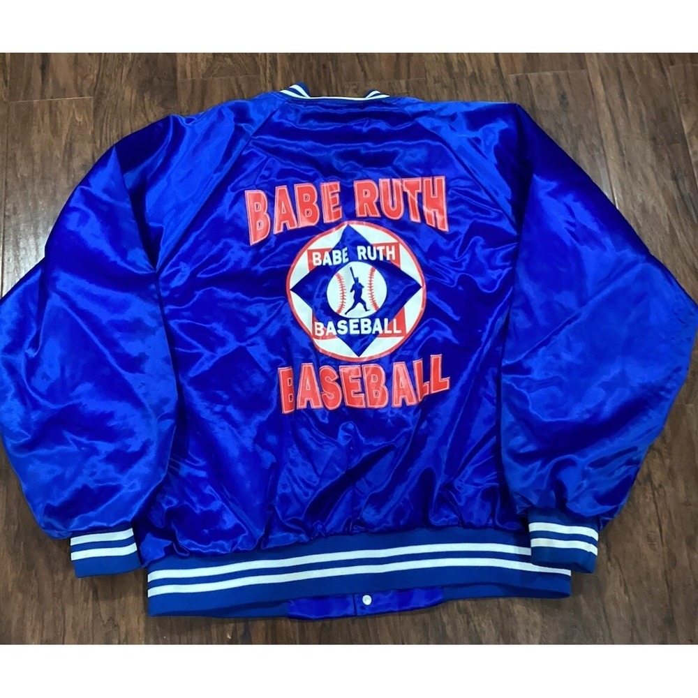 Vintage Hartwell Red Satin Bomber Jacket Size 2XL Babe Ruth Baseball